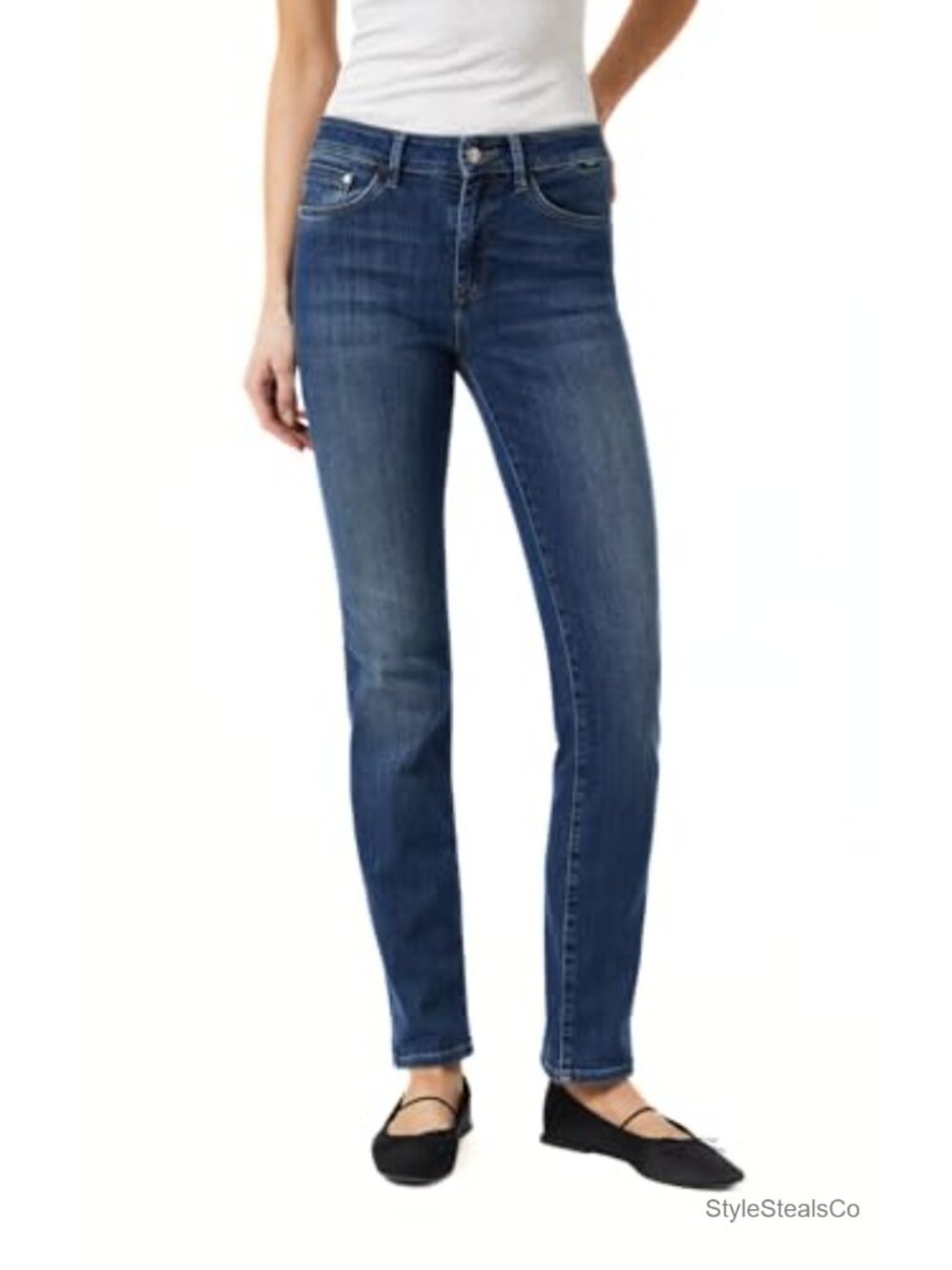 High Rise Straight Leg Boyfriend Jeans Tencel Lyocell Denim